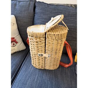 Hearth and Hand Woven Wicker Wine Hamper Travel SET